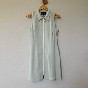 Vintage 90s Nanette Lepore Robespierre pale green mod O-ring zipper dress sz s-m